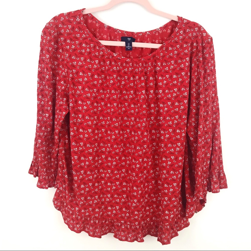 Gap | Ruffled-Sleeve Flowy Floral Blouse
